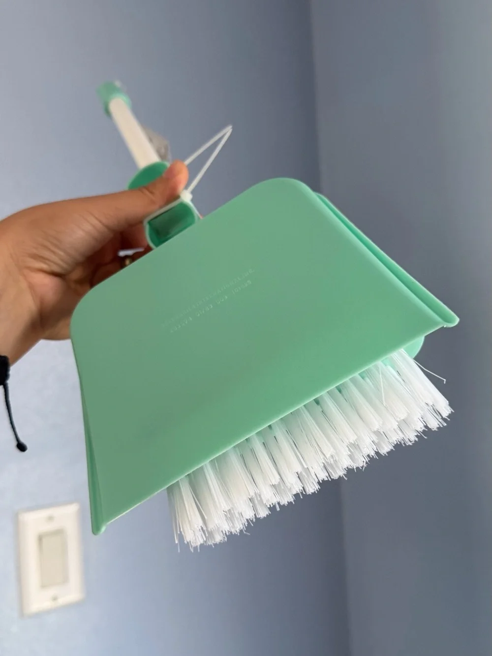 Kid’s pretend toy Mini Broom and Dustpan Set in Mint Green and White